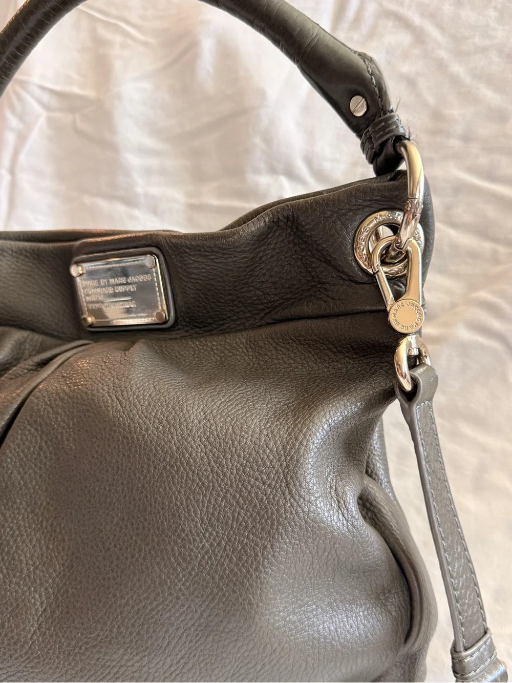 Marc Jacobs Black Pebbled Leather Hobo with Silver Plate